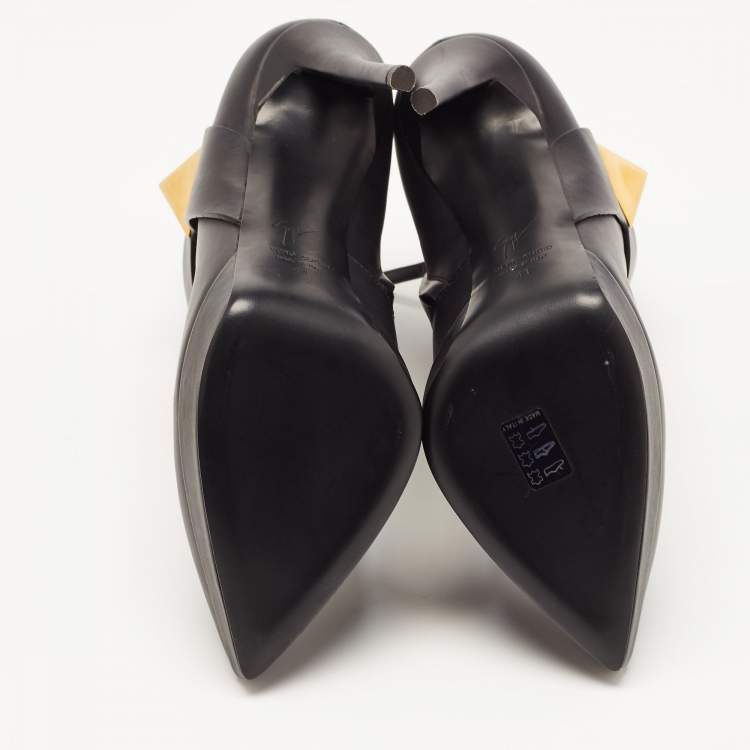 Pre Owned Giuseppe Zanotti Black Leather Emy Stud Ankle Boots Size 41