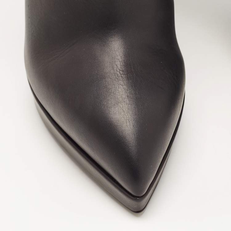 Pre Owned Giuseppe Zanotti Black Leather Emy Stud Ankle Boots Size 41