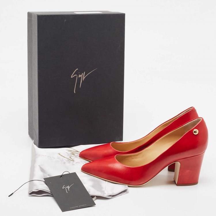 Pre Owned Giuseppe Zanotti Red Leather Pointed Toe Pumps Size 38