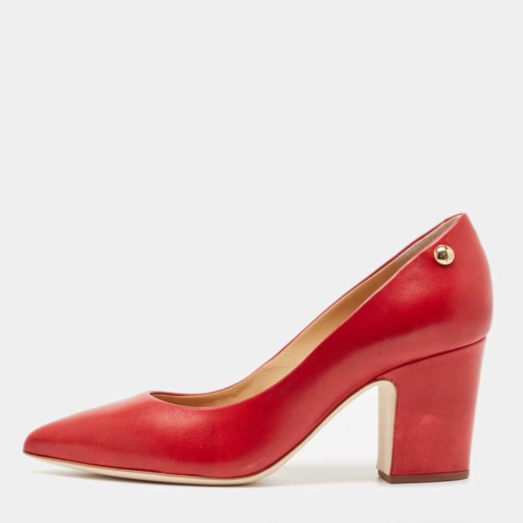 Pre Owned Giuseppe Zanotti Red Leather Pointed Toe Pumps Size 38