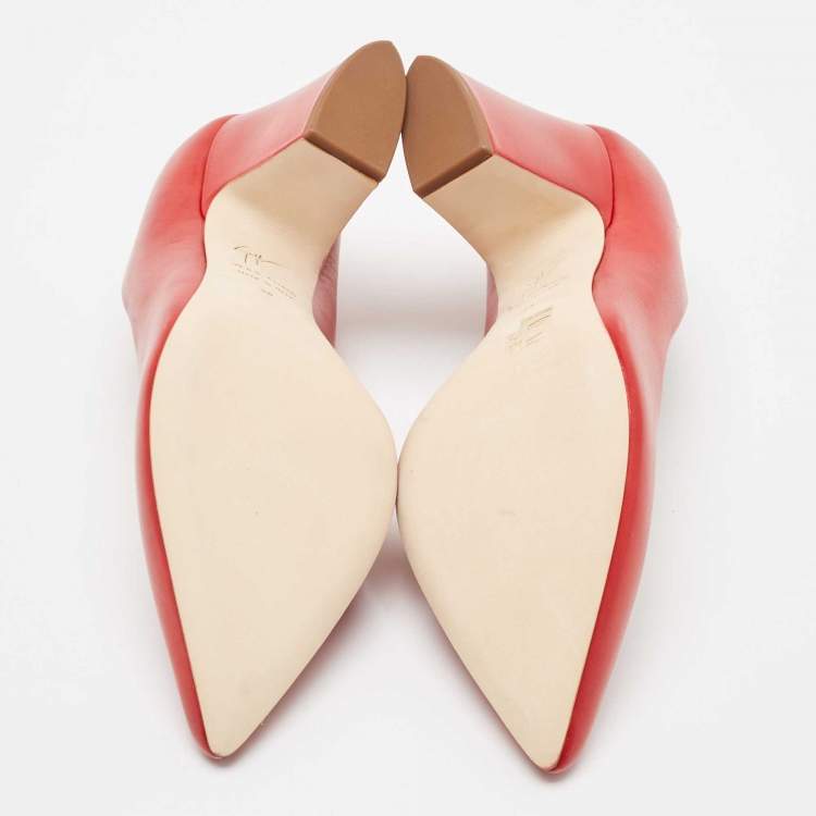 Pre Owned Giuseppe Zanotti Red Leather Pointed Toe Pumps Size 38