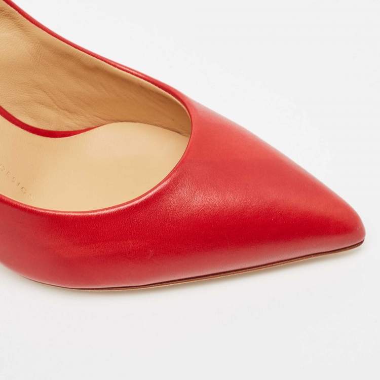 Pre Owned Giuseppe Zanotti Red Leather Pointed Toe Pumps Size 38