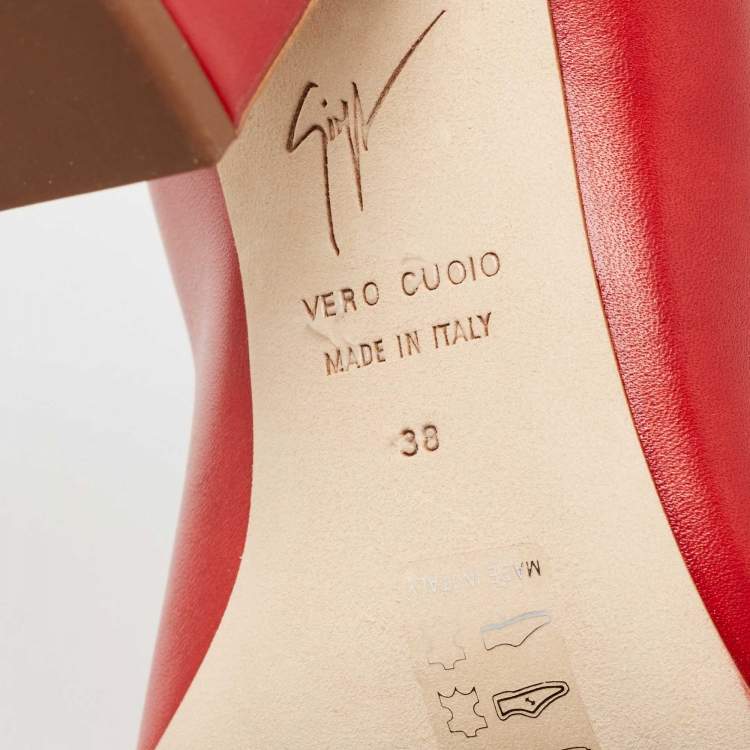 Pre Owned Giuseppe Zanotti Red Leather Pointed Toe Pumps Size 38