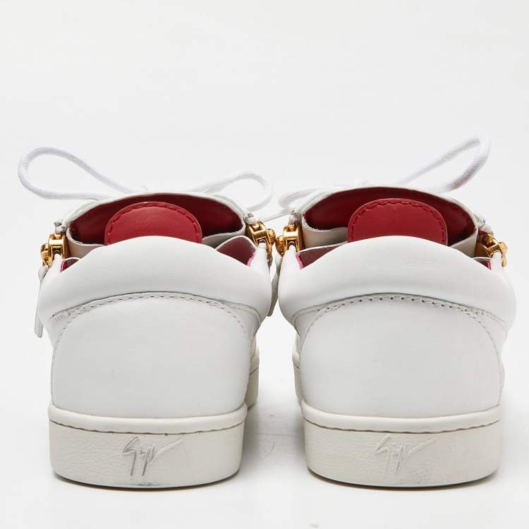Pre Owned Giuseppe Zanotti White Leather Brek Low Top Sneakers Size 39