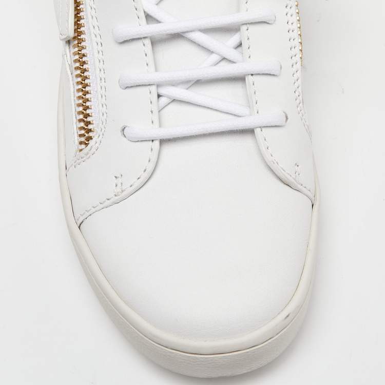 Pre Owned Giuseppe Zanotti White Leather Brek Low Top Sneakers Size 39