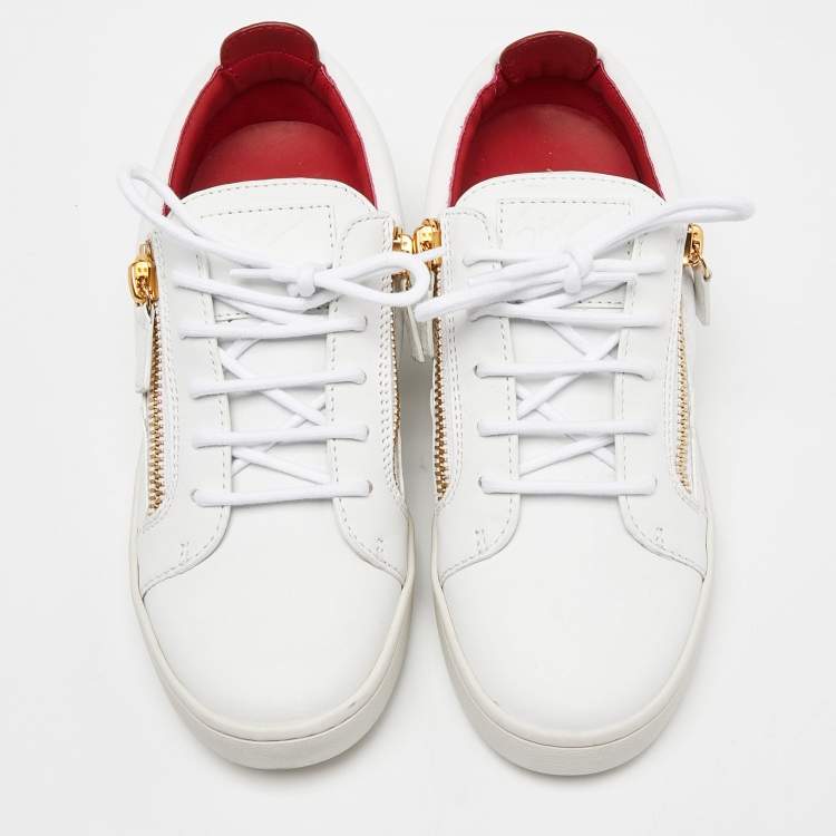 Pre Owned Giuseppe Zanotti White Leather Brek Low Top Sneakers Size 39