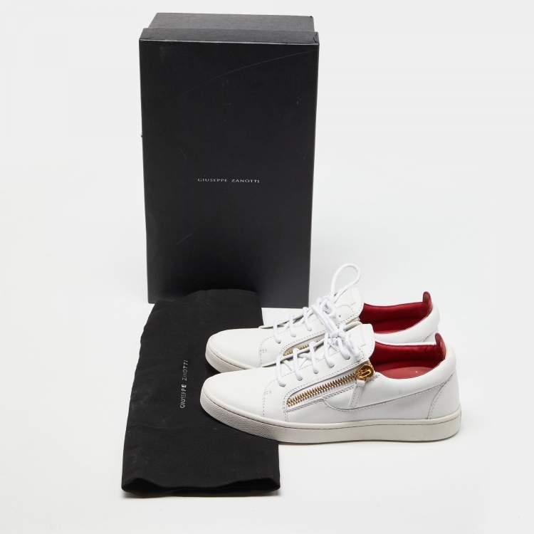 Pre Owned Giuseppe Zanotti White Leather Brek Low Top Sneakers Size 39