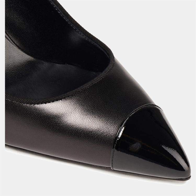 Pre Owned Giuseppe Zanotti Black Leather and Patent Pointed Toe Pumps Size 42