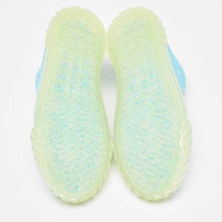 Pre Owned Giuseppe Zanotti Blue Blabber Glitter Low Top Sneakers Size 38