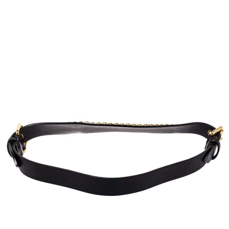 Pre Owned Giuseppe Zanotti Black Leather Studded Waist Belt Medium