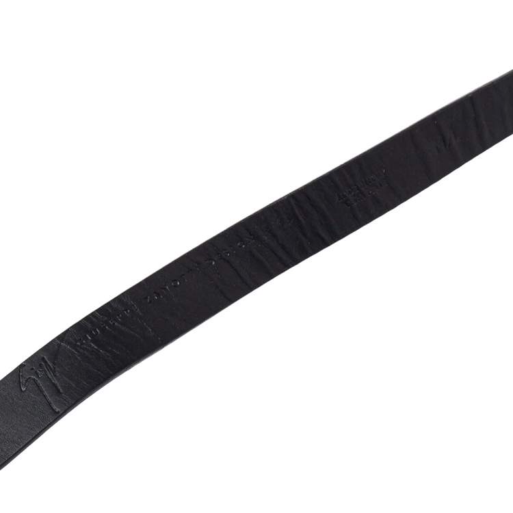 Pre Owned Giuseppe Zanotti Black Leather Studded Waist Belt Medium