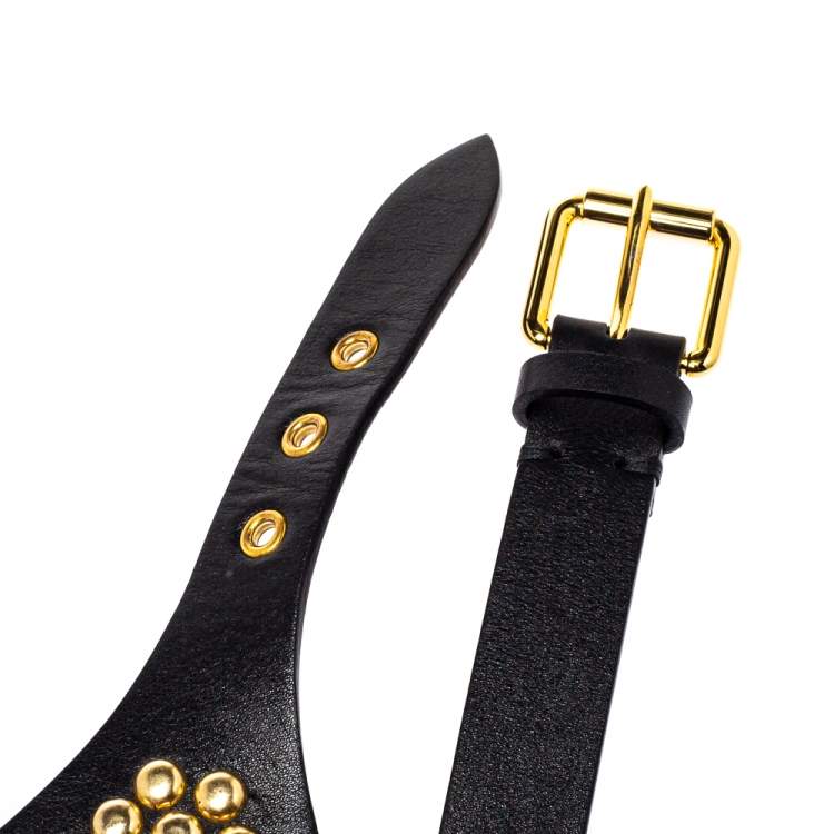 Pre Owned Giuseppe Zanotti Black Leather Studded Waist Belt Medium
