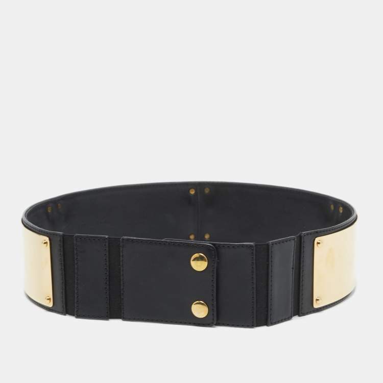 Pre Owned Giuseppe Zanotti Black Leather Metal Waist Belt