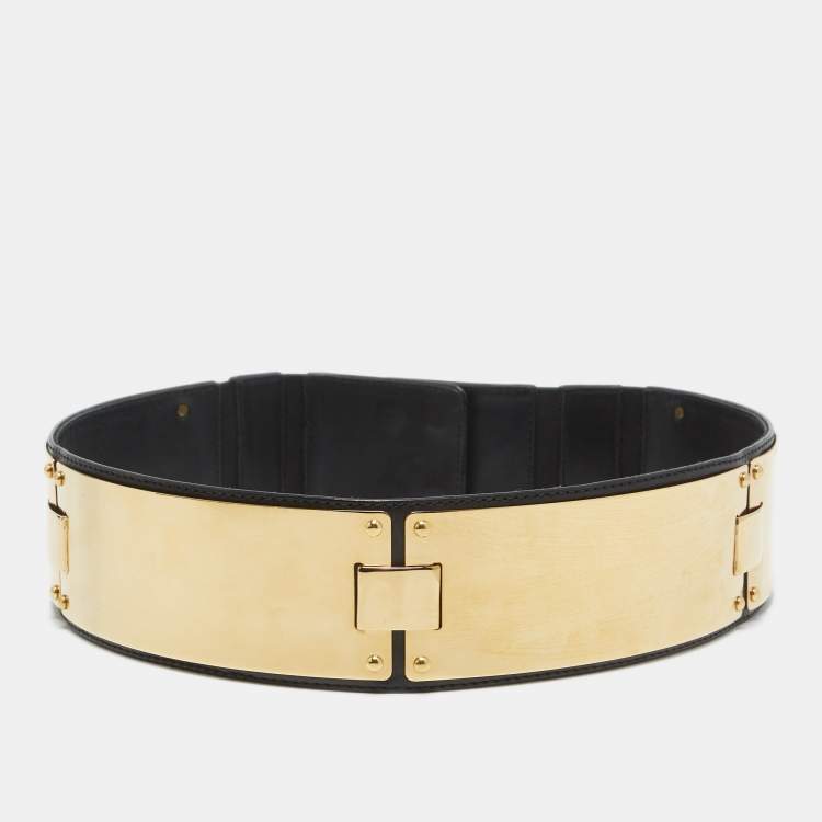 Pre Owned Giuseppe Zanotti Black Leather Metal Waist Belt