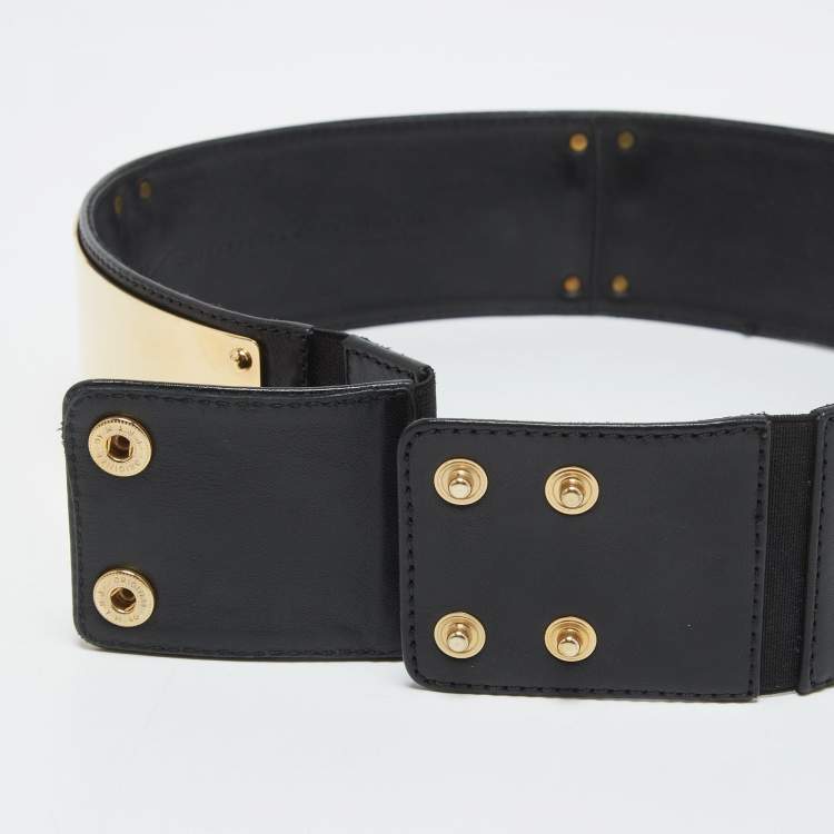 Pre Owned Giuseppe Zanotti Black Leather Metal Waist Belt