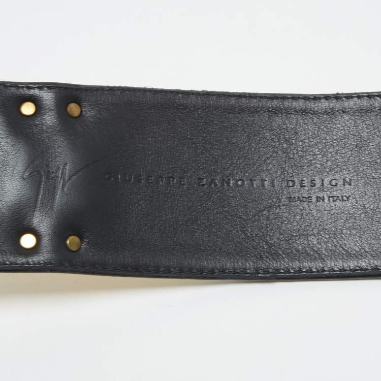 Pre Owned Giuseppe Zanotti Black Leather Metal Waist Belt