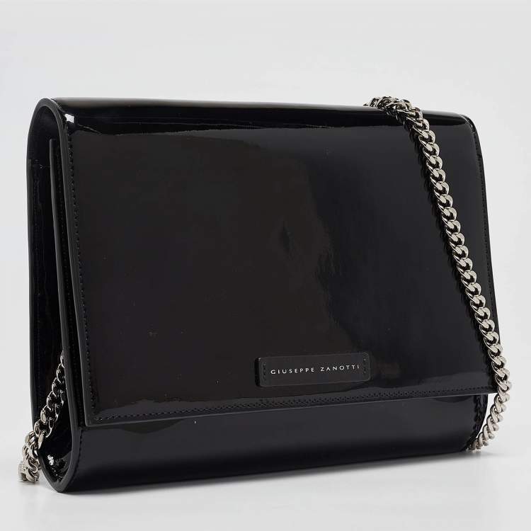 Pre Owned Giuseppe Zanotti Black Patent Leather Wendy Chain Bag