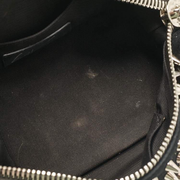 Pre Owned Giuseppe Zanotti Black Spiked Leather and Suede Clutch
