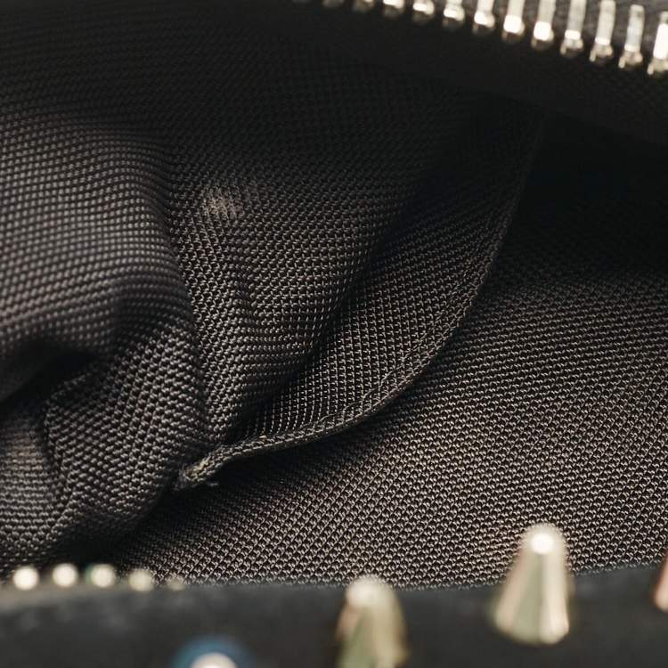 Pre Owned Giuseppe Zanotti Black Spiked Leather and Suede Clutch