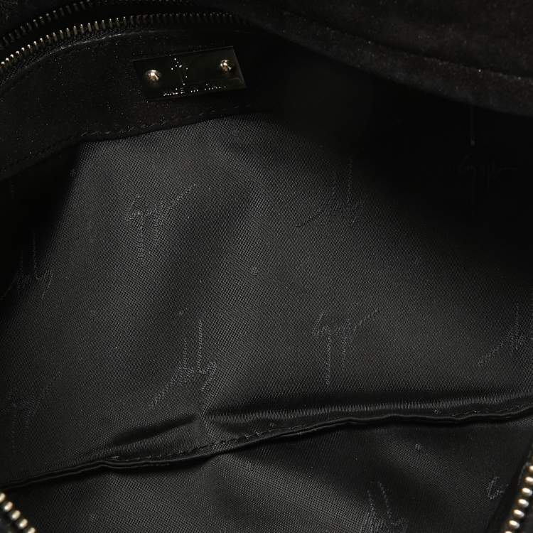 Pre Owned Giuseppe Zanotti Black Suede Skull Zip Clutch