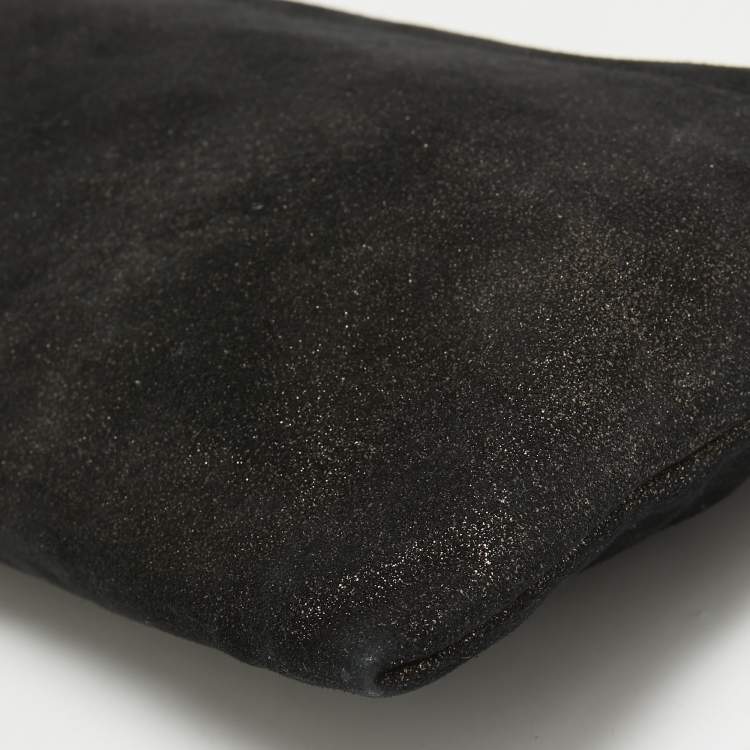 Pre Owned Giuseppe Zanotti Black Suede Skull Zip Clutch