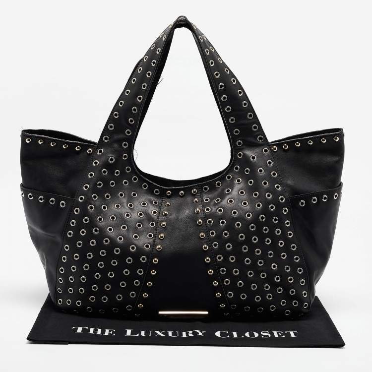 Pre Owned Giuseppe Zanotti Black Leather Studded Hobo