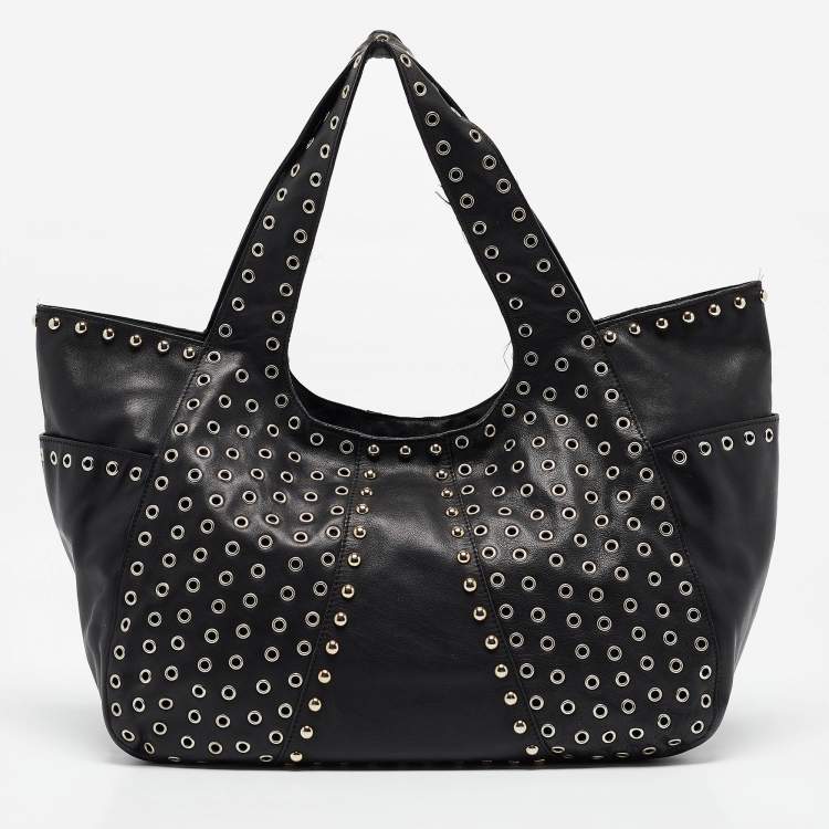 Pre Owned Giuseppe Zanotti Black Leather Studded Hobo