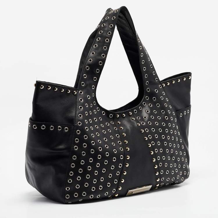 Pre Owned Giuseppe Zanotti Black Leather Studded Hobo