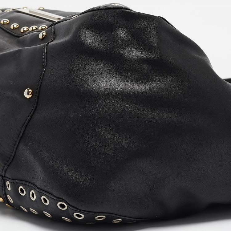 Pre Owned Giuseppe Zanotti Black Leather Studded Hobo