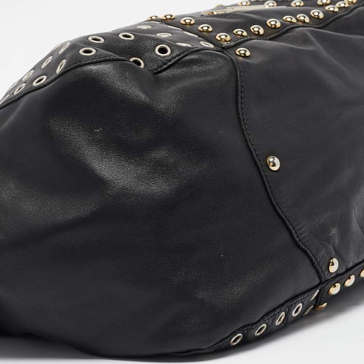 Pre Owned Giuseppe Zanotti Black Leather Studded Hobo