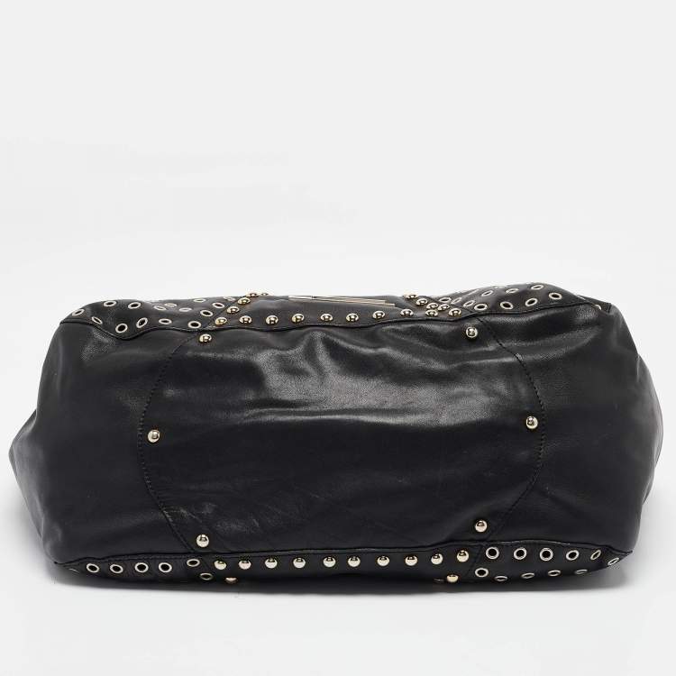 Pre Owned Giuseppe Zanotti Black Leather Studded Hobo