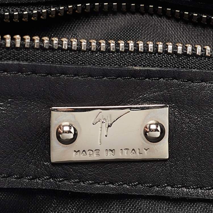 Pre Owned Giuseppe Zanotti Black Leather Studded Hobo