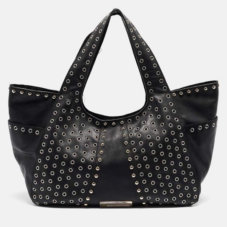 Pre Owned Giuseppe Zanotti Black Leather Studded Hobo