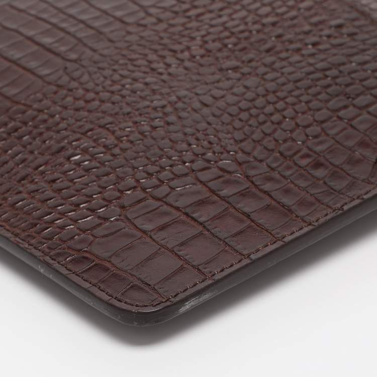 Pre Owned Giuseppe Zanotti Maroon Croc Embossed Leather Morris Clutch