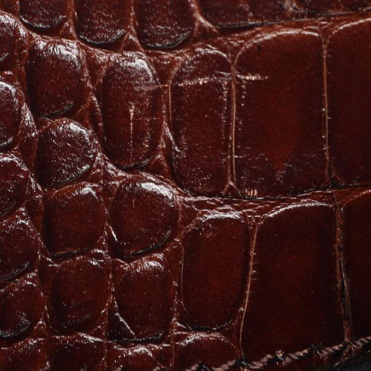 Pre Owned Giuseppe Zanotti Maroon Croc Embossed Leather Morris Clutch