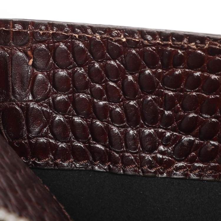 Pre Owned Giuseppe Zanotti Maroon Croc Embossed Leather Morris Clutch