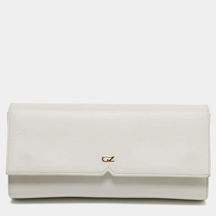 Pre Owned Giuseppe Zanotti Nola Double Off White Leather Clutch