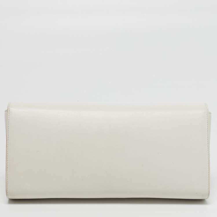 Pre Owned Giuseppe Zanotti Nola Double Off White Leather Clutch