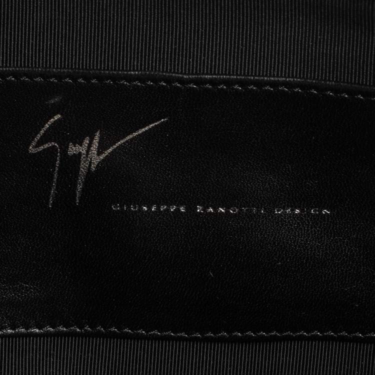 Pre Owned Giuseppe Zanotti Black Pleated Leather Flap Clutch