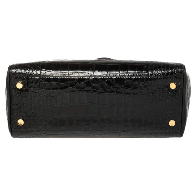 Pre Owned Giuseppe Zanotti Black Croc Embossed Leather Tote