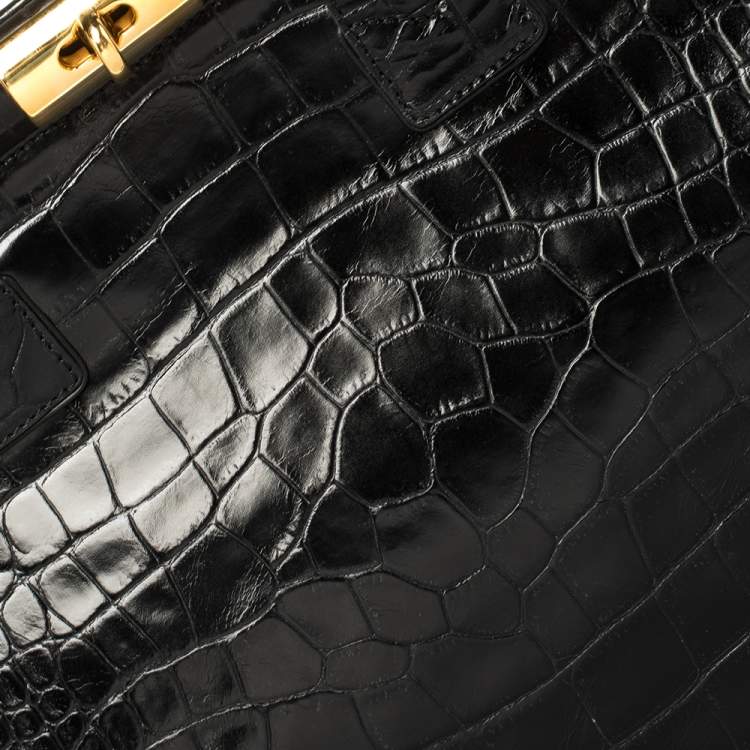 Pre Owned Giuseppe Zanotti Black Croc Embossed Leather Tote
