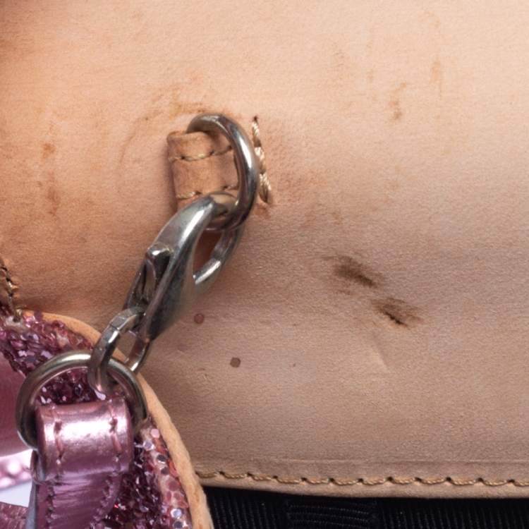 Pre Owned Giuseppe Zanotti Pink Coarse Glitter Envelope Flap Shoulder Bag
