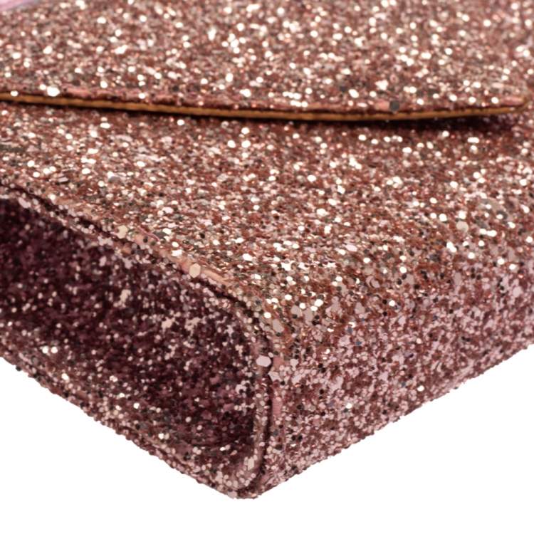 Pre Owned Giuseppe Zanotti Pink Coarse Glitter Envelope Flap Shoulder Bag