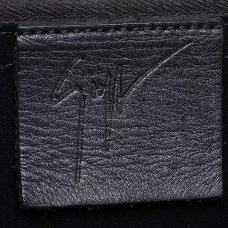 Pre Owned Giuseppe Zanotti Black Suede Studded Embellished Slim Pouch