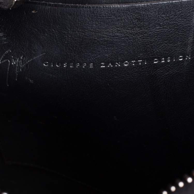 Pre Owned Giuseppe Zanotti Black Suede Studded Embellished Slim Pouch