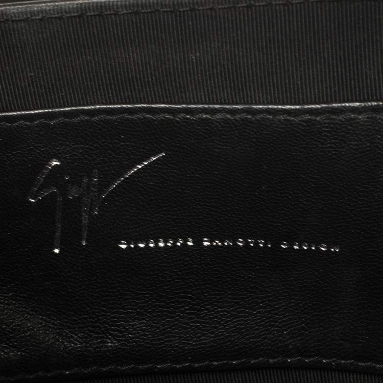 Pre Owned Giuseppe Zanotti Black Pleated Leather Flap Clutch