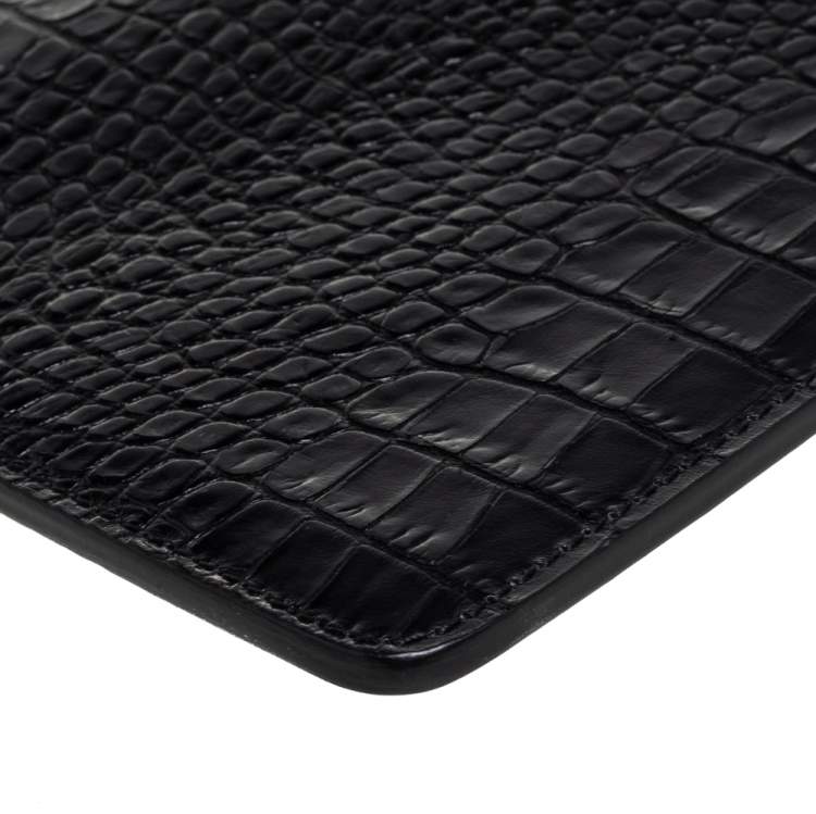 Pre Owned Giuseppe Zanotti Black Croc Embossed Leather Clutch