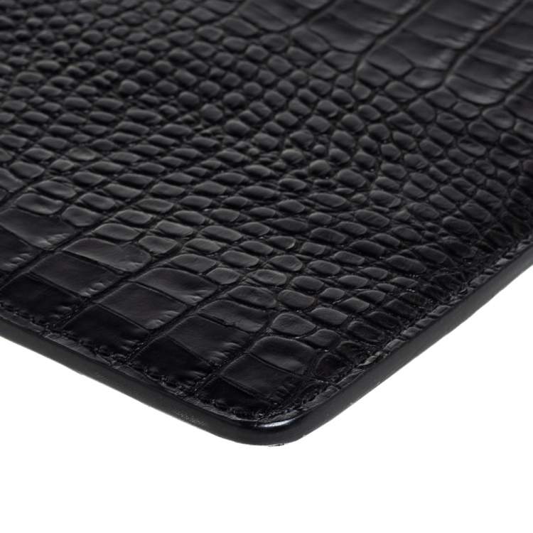 Pre Owned Giuseppe Zanotti Black Croc Embossed Leather Clutch