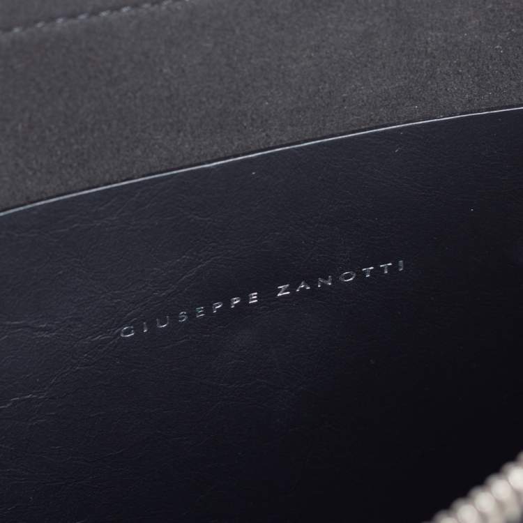 Pre Owned Giuseppe Zanotti Black Croc Embossed Leather Clutch