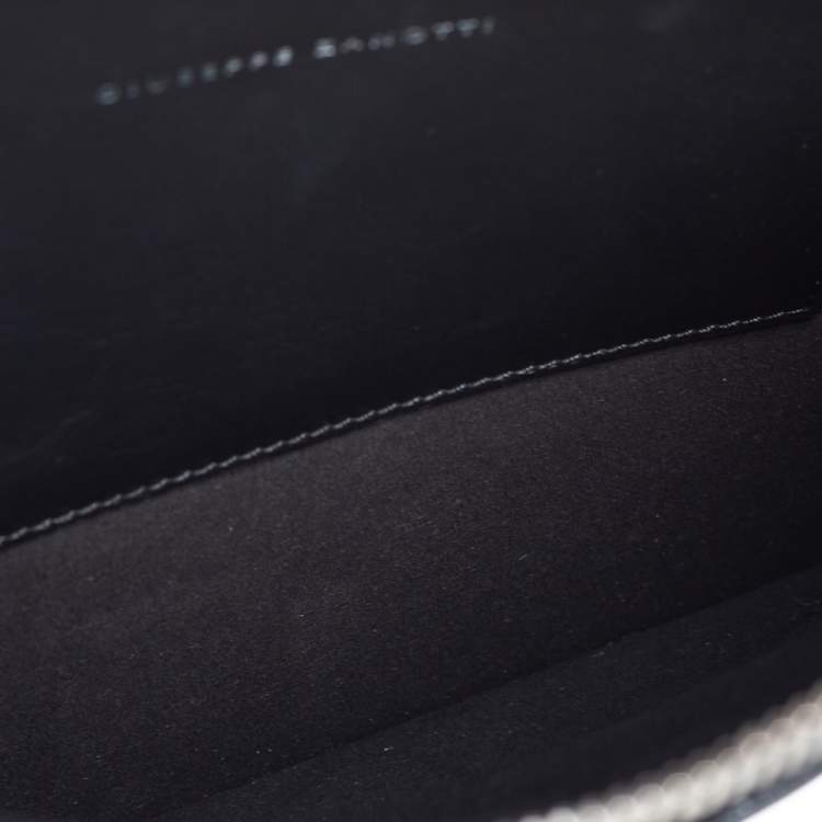 Pre Owned Giuseppe Zanotti Black Croc Embossed Leather Clutch